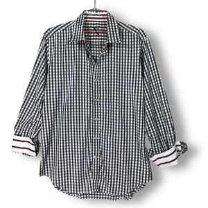 Robert Graham X Plaid Check Shirt Sz L Blue Mens Business Casual